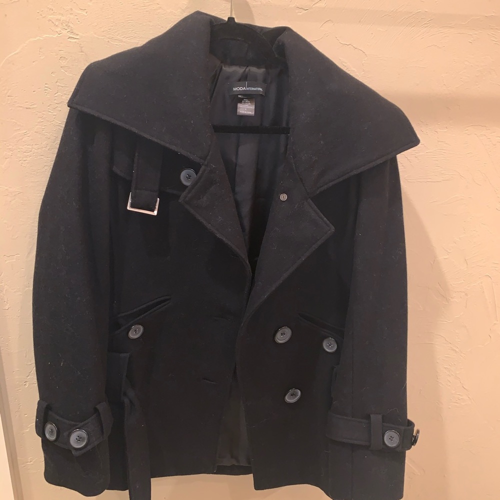 Moda International black pea coat size small